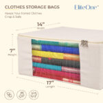 Cotton Canvas Clothes Storage Bags/Saree Covers for Storage with Zip & Window (17x14x7 inches)(Pack of 6 Bags) - Image 2