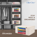 Cotton Canvas Clothes Storage Bags/Saree Covers for Storage with Zip & Window (17x14x7 inches)(Pack of 6 Bags) - Image 7