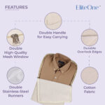 EliteOne Cotton Canvas Shirt Covers/Shirt Organizer for Wardrobe with Zip & Window 11 x 16 x 7 Inches, Pack of 3 - Image 3