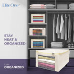 EliteOne Cotton Canvas Shirt Covers/Shirt Organizer for Wardrobe with Zip & Window 11 x 16 x 7 Inches, Pack of 3 - Image 6